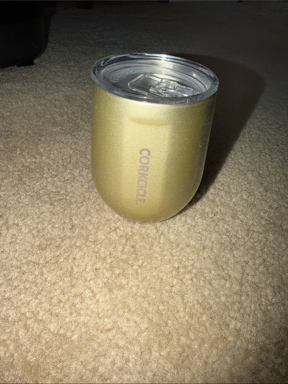 Corkcicle Metallic Gold Insulated Stemless Tumbler with Clear Lid